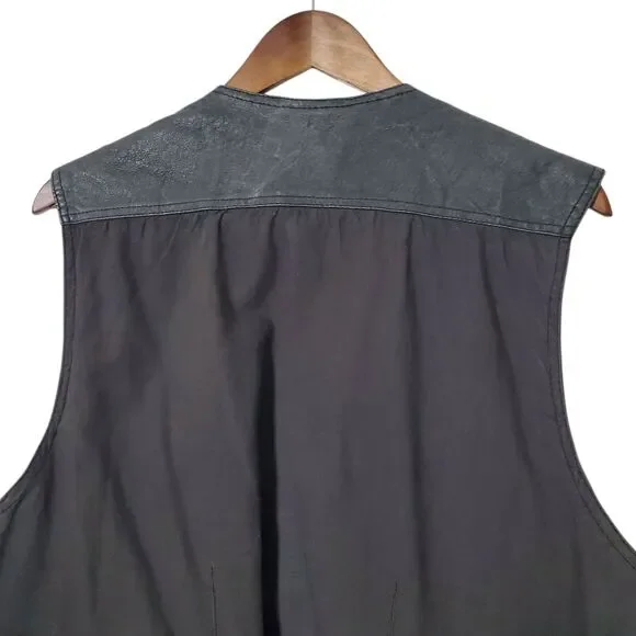 Vintage 90’s Structure Black Leather Snap Biker Vest Size L Mens - Picture 5 of 9